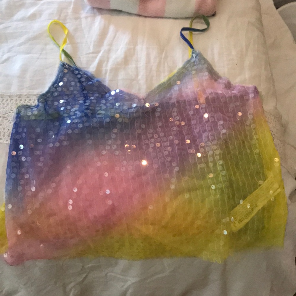 Sheer sequined top. Super summery